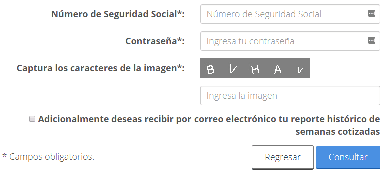concultar reporte de semanas cotizadas del asegurado en el IMSS